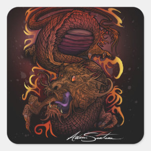 Dragon (Signature-Design) Quadratischer Aufkleber