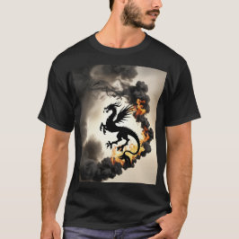 Dragon-Silhouette mit dynamischem Rauch-T - Shirt