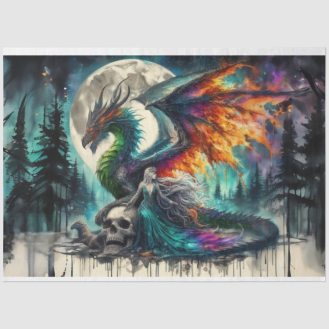 Dragon Skull Woman Seidenpapier (Vorderseite)