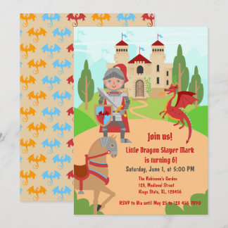 Dragon Slayer Knight Boy Birthday Party Einladung