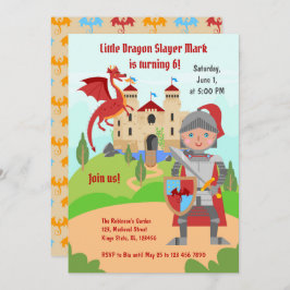 Dragon Slayer Knight Boy Birthday Party Einladung