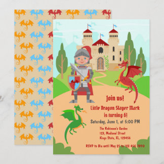 Dragon Slayer Knight Boy Birthday Party Einladung
