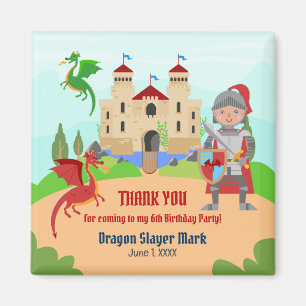 Dragon Slayer Knight Boy Birthday Party Magnet