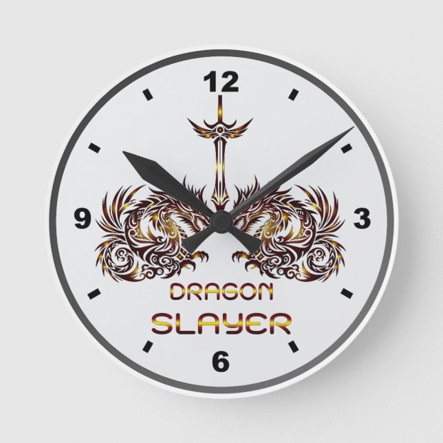 Dragon Slayer of Clock Runde Wanduhr (Vorderseite)