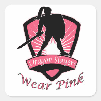 Dragon Slayers tragen rosa Girl Power Design Quadratischer Aufkleber