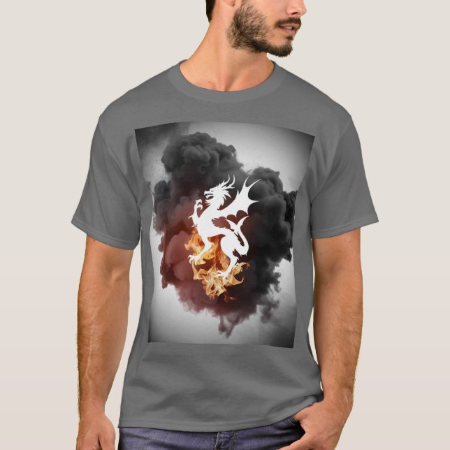 Dragon Smoke Silhouette Grau T - Shirt (Vorderseite)