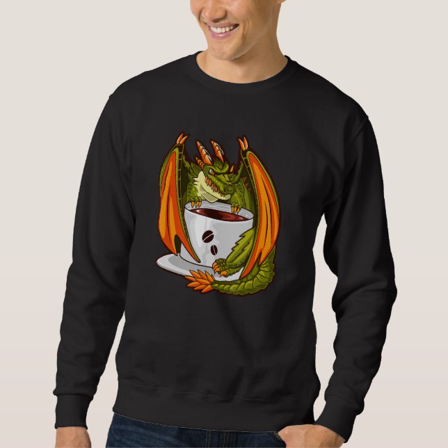 Dragon Spaß Coffee Reptiles Idee Sweatshirt (Vorderseite)