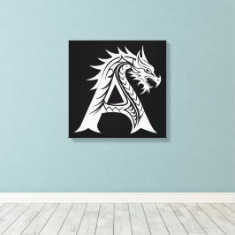 Dragon Styled Letter A, Dragon Alphabet, Monogram Leinwanddruck