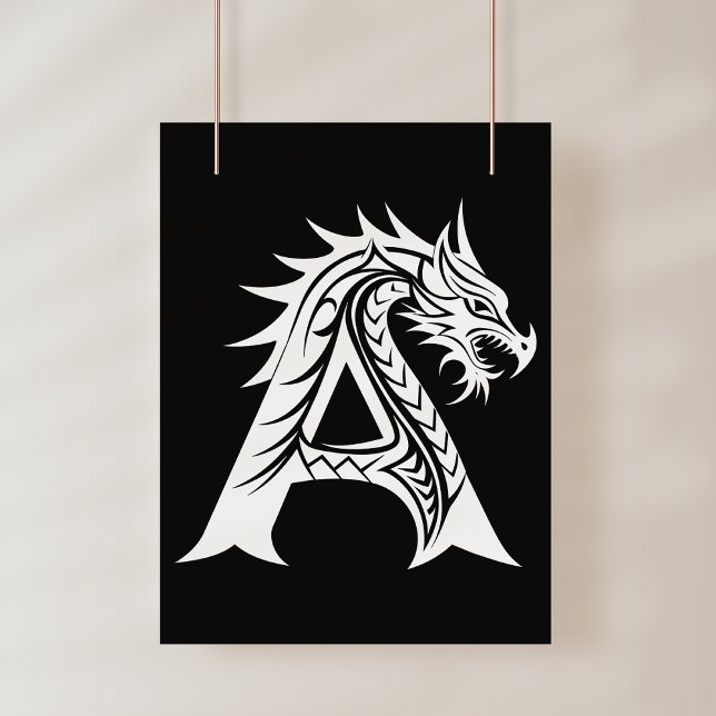 Dragon Styled Letter A, Dragon Alphabet, Monogram Poster (Von Creator hochgeladen)