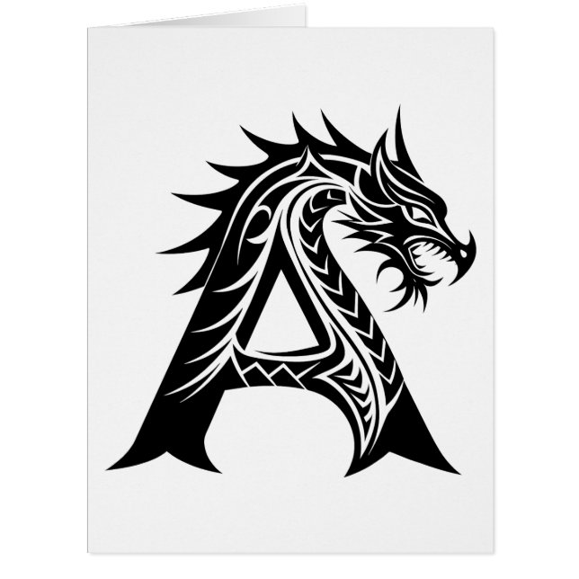 Dragon Styled Letter A, Dragon Alphabet, Monogramm (Vorderseite)