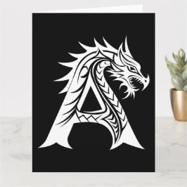 Dragon Styled Letter A, Dragon Alphabet, Monogramm Karte