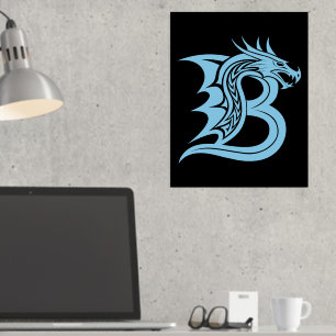 Dragon Styled Letter B, Dragon Alphabet, Monogramm Foliendrucke