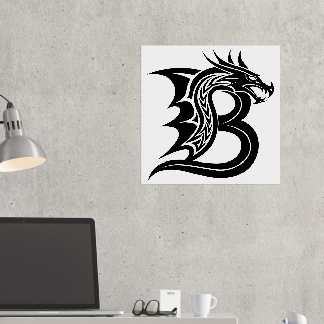 Dragon Styled Letter B, Dragon Alphabet, Monogramm Foliendrucke (In Situ (Schreibtisch 2))