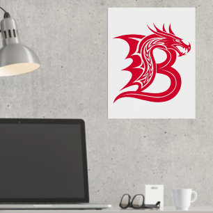 Dragon Styled Letter B, Dragon Alphabet, Monogramm Foliendrucke