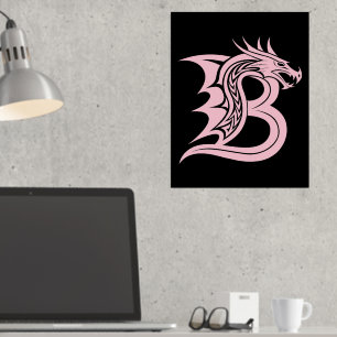 Dragon Styled Letter B, Dragon Alphabet, Monogramm Foliendrucke