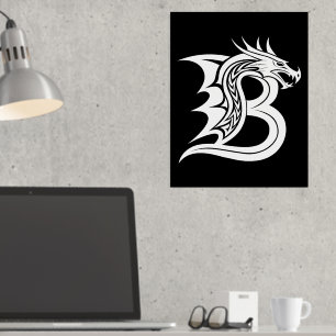 Dragon Styled Letter B, Dragon Alphabet, Monogramm Foliendrucke