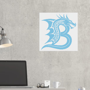 Dragon Styled Letter B, Dragon Alphabet, Monogramm Foliendrucke