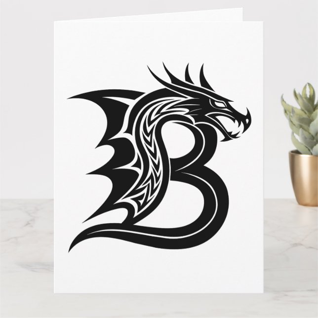 Dragon Styled Letter B, Dragon Alphabet, Monogramm Karte (Kleine Pflanze)