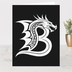 Dragon Styled Letter B, Dragon Alphabet, Monogramm Karte