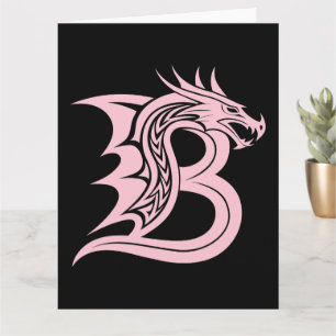 Dragon Styled Letter B, Dragon Alphabet, Monogramm Karte