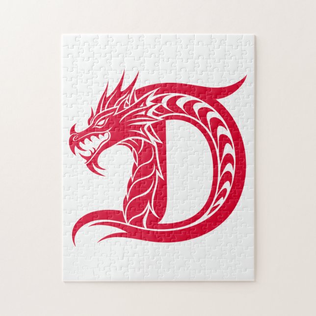 Dragon Styled Letter D, Dragon Alphabet, Monogram (Vertikal)