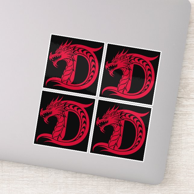 Dragon Styled Letter D, Dragon Alphabet, Monogram Aufkleber (Detail)