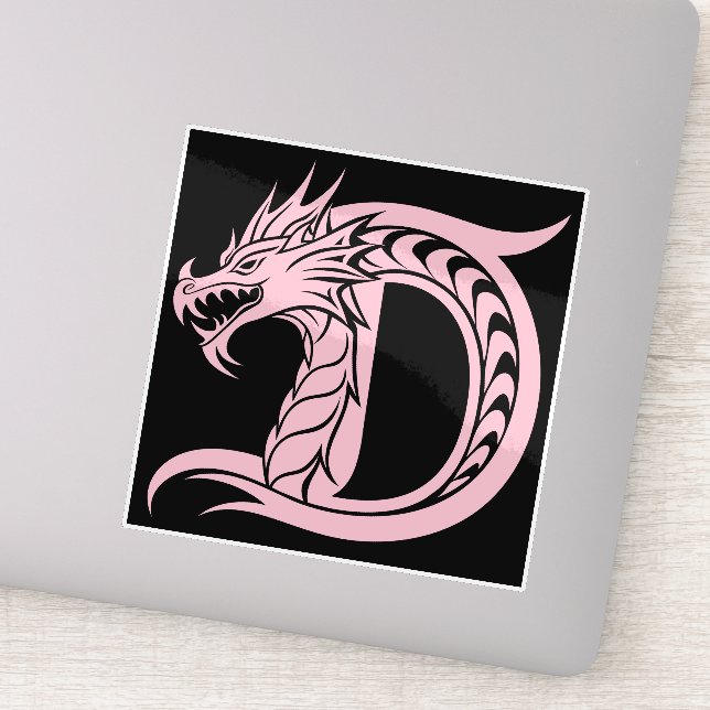 Dragon Styled Letter D, Dragon Alphabet, Monogram Aufkleber (Detail)