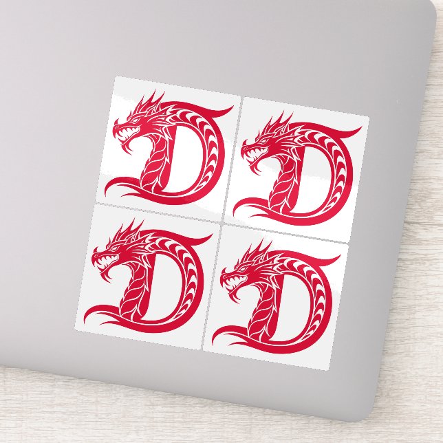 Dragon Styled Letter D, Dragon Alphabet, Monogram Aufkleber (Detail)