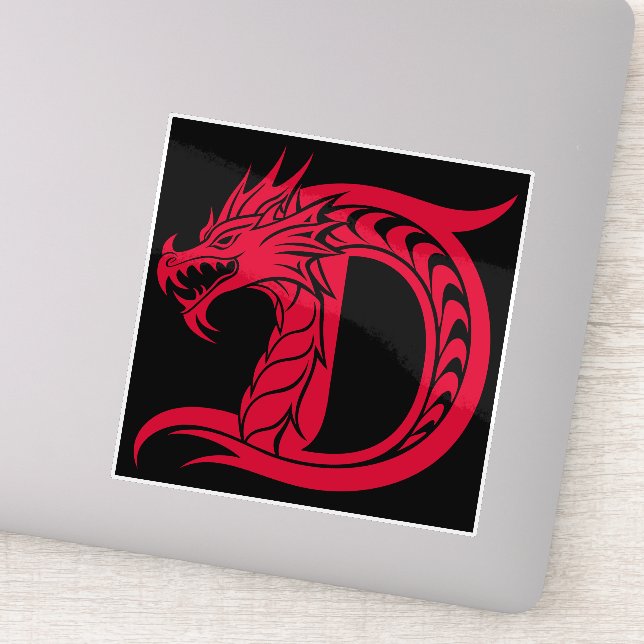 Dragon Styled Letter D, Dragon Alphabet, Monogram Aufkleber (Detail)