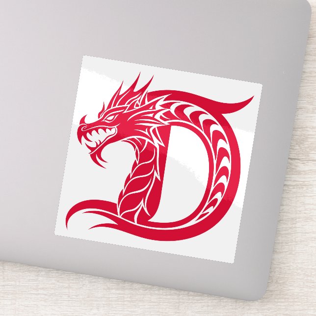 Dragon Styled Letter D, Dragon Alphabet, Monogram Aufkleber (Detail)