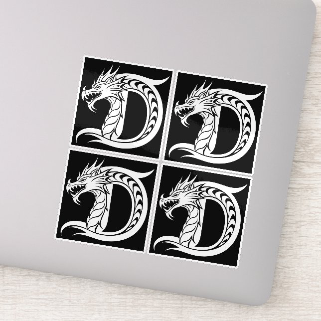 Dragon Styled Letter D, Dragon Alphabet, Monogram Aufkleber (Detail)