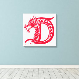 Dragon Styled Letter D, Dragon Alphabet, Monogram Leinwanddruck