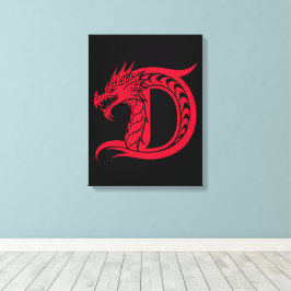 Dragon Styled Letter D, Dragon Alphabet, Monogram Leinwanddruck