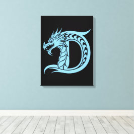 Dragon Styled Letter D, Dragon Alphabet, Monogram Leinwanddruck