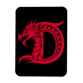 Dragon Styled Letter D, Dragon Alphabet, Monogram Magnet