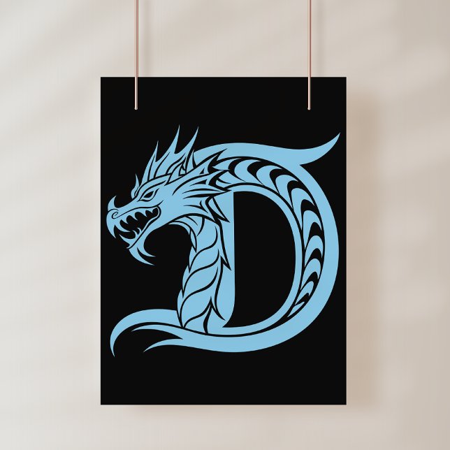 Dragon Styled Letter D, Dragon Alphabet, Monogram Poster (Von Creator hochgeladen)