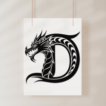 Dragon Styled Letter D, Dragon Alphabet, Monogram