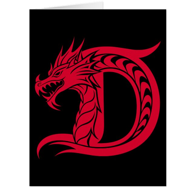 Dragon Styled Letter D, Dragon Alphabet, Monogramm (Vorderseite)