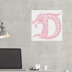 Dragon Styled Letter D, Dragon Alphabet, Monogramm Foliendrucke