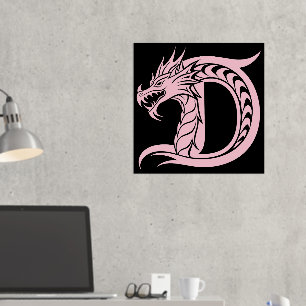 Dragon Styled Letter D, Dragon Alphabet, Monogramm Foliendrucke