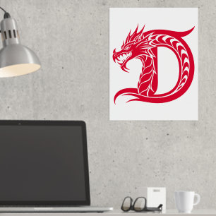 Dragon Styled Letter D, Dragon Alphabet, Monogramm Foliendrucke