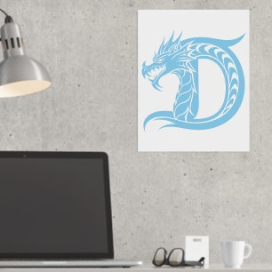 Dragon Styled Letter D, Dragon Alphabet, Monogramm Foliendrucke