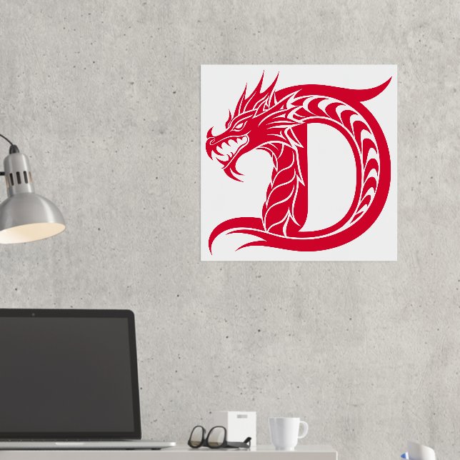 Dragon Styled Letter D, Dragon Alphabet, Monogramm Foliendrucke (In Situ (Schreibtisch 2))