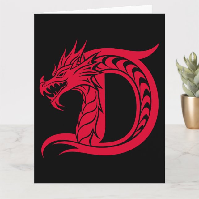 Dragon Styled Letter D, Dragon Alphabet, Monogramm Karte (Kleine Pflanze)