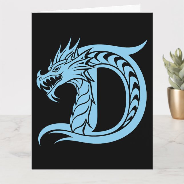 Dragon Styled Letter D, Dragon Alphabet, Monogramm Karte (Kleine Pflanze)
