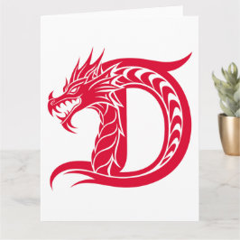 Dragon Styled Letter D, Dragon Alphabet, Monogramm Karte