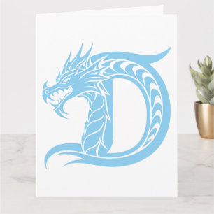 Dragon Styled Letter D, Dragon Alphabet, Monogramm Karte