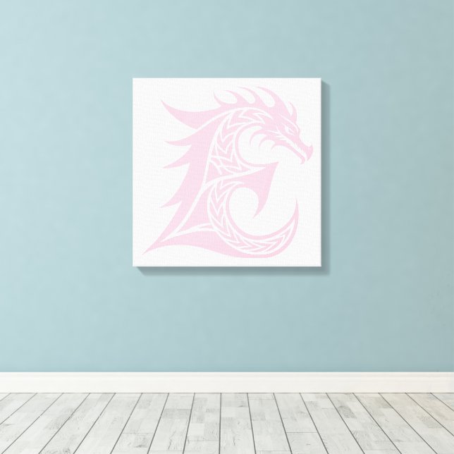 Dragon Styled Letter E, Dragon Alphabet, Monogram Leinwanddruck (Insitu (Holzboden))