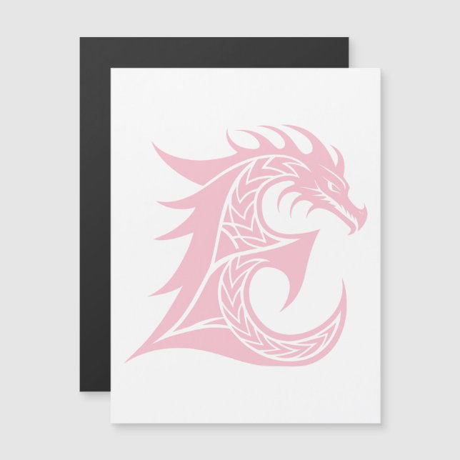 Dragon Styled Letter E, Dragon Alphabet, Monogram Magneteinladung (Vorne/Hinten)