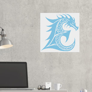 Dragon Styled Letter E, Dragon Alphabet, Monogramm Foliendrucke